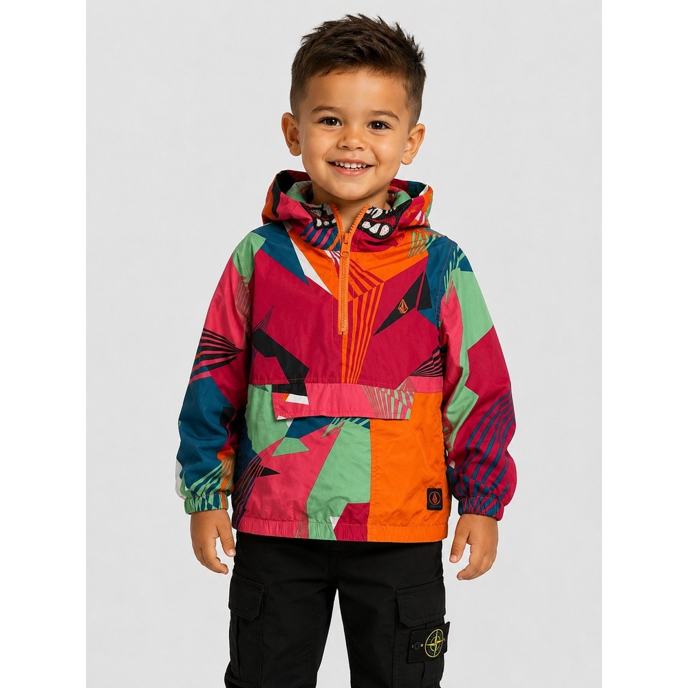 Volcom Smasher Jacket LY Multicolor Geometric Hooded Windbreaker 3T